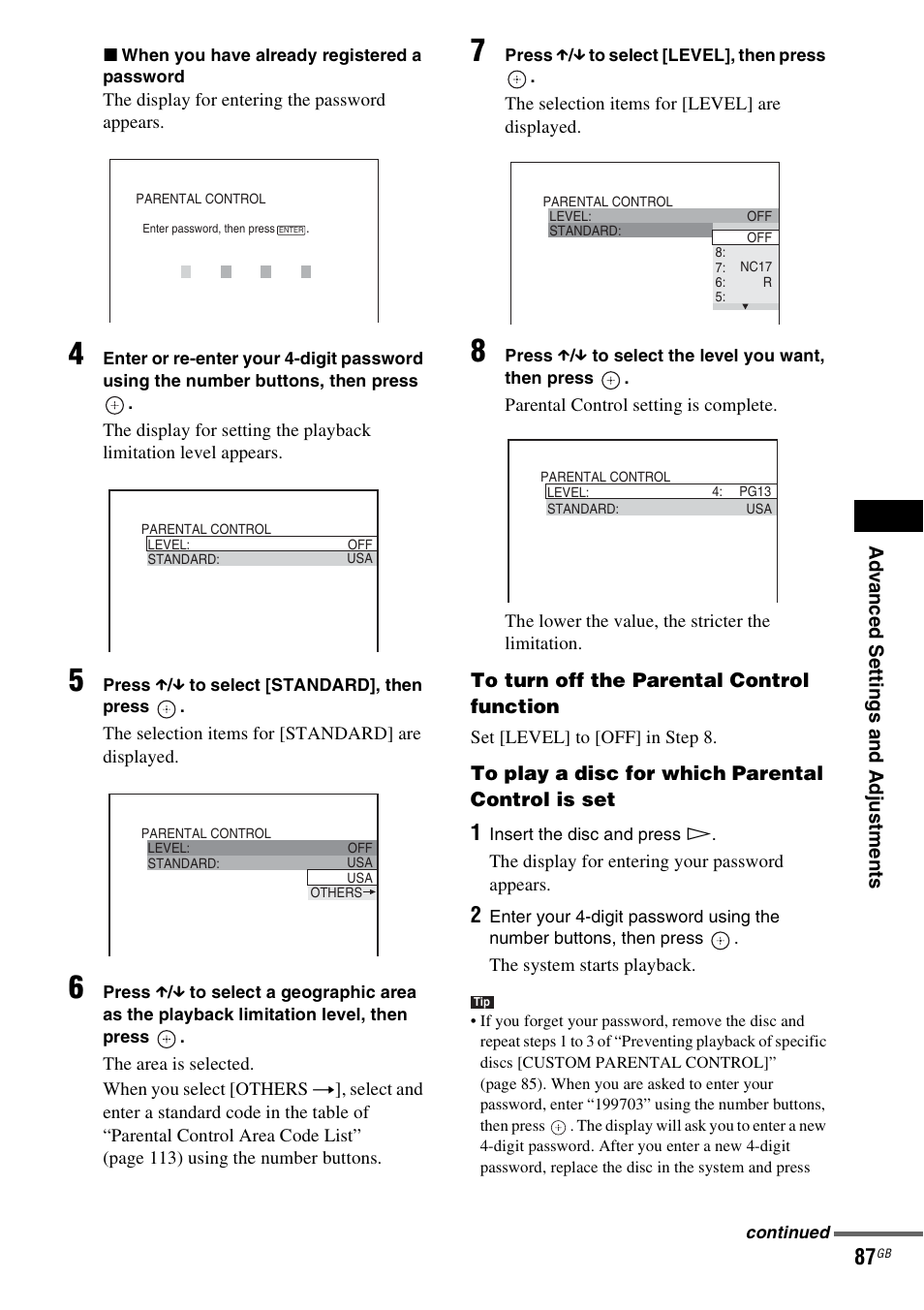 Sony DAV-LF1H User Manual | Page 87 / 127