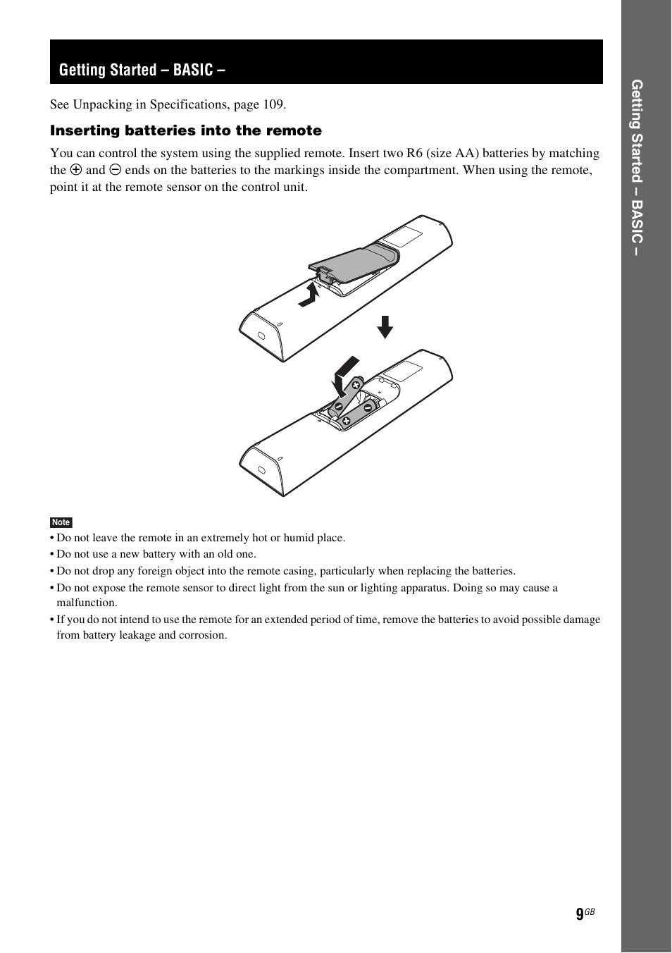 Getting started - basic, Getting started – basic | Sony DAV-LF1H User Manual | Page 9 / 127