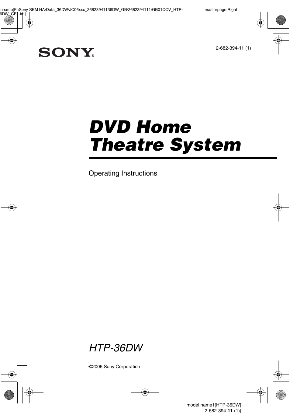 Sony Model HTP-36DW User Manual | 64 pages