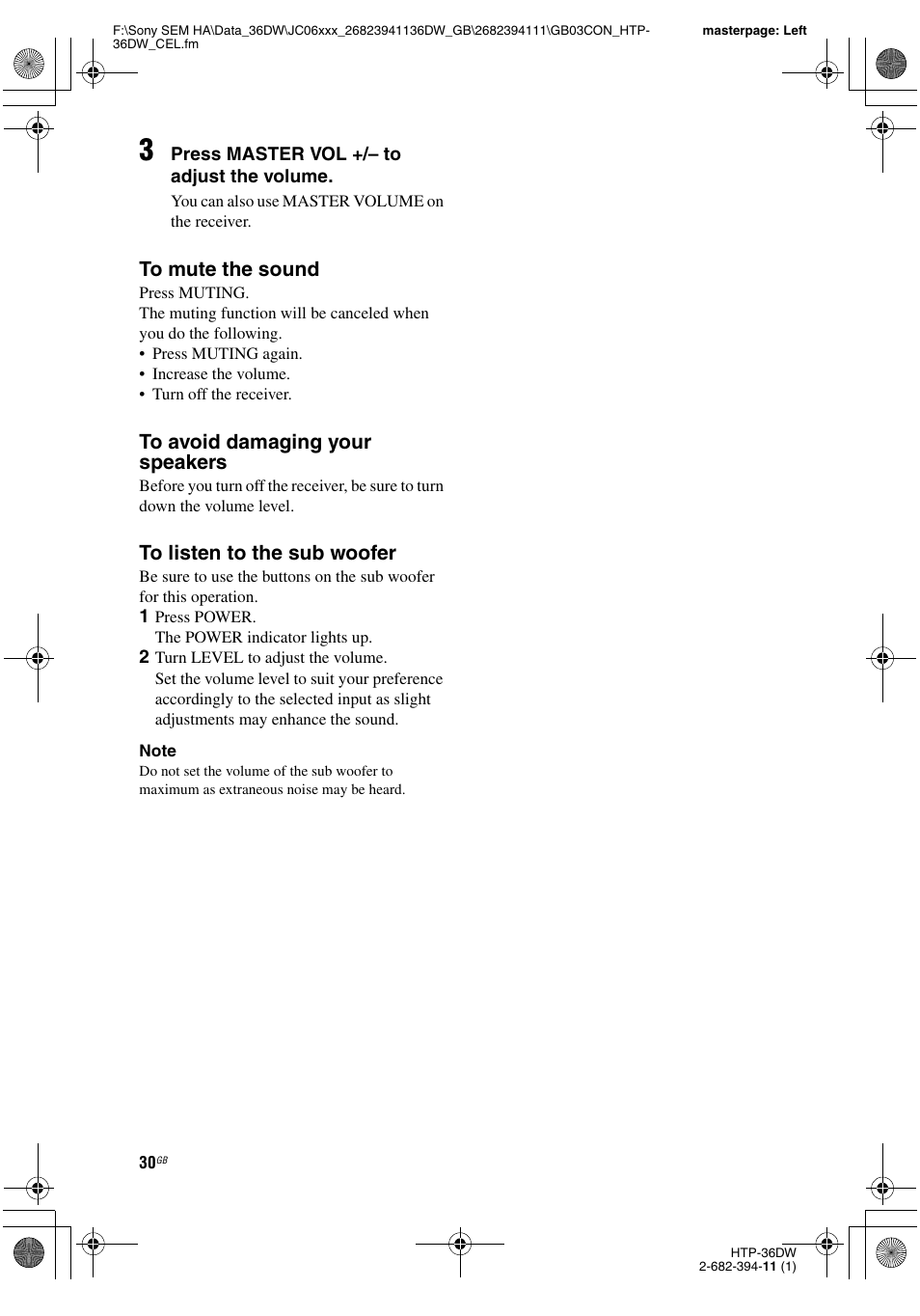 Sony Model HTP-36DW User Manual | Page 30 / 64