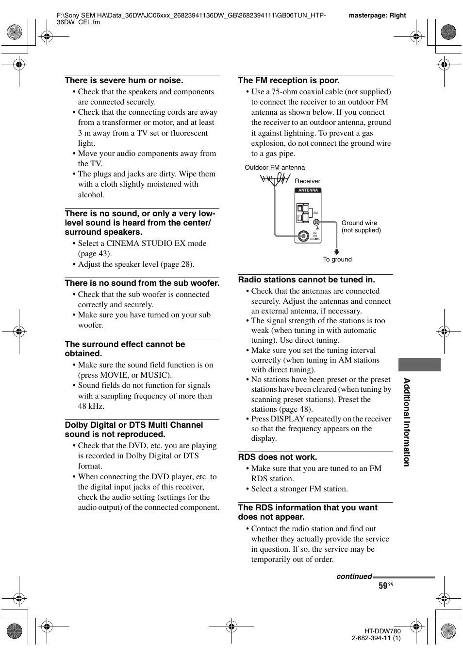 Sony Model HTP-36DW User Manual | Page 59 / 64