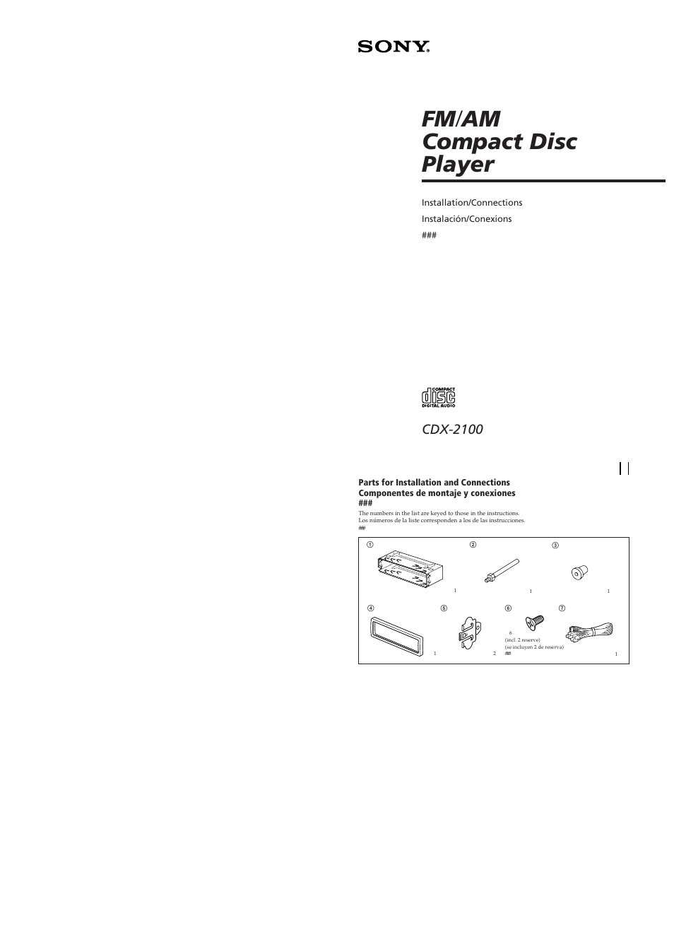 Sony CDX-2100 User Manual | 4 pages