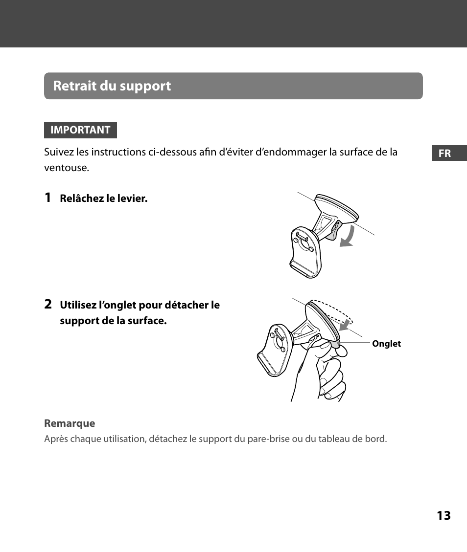 Retrait du support | Sony 4-000-805-11 User Manual | Page 41 / 88