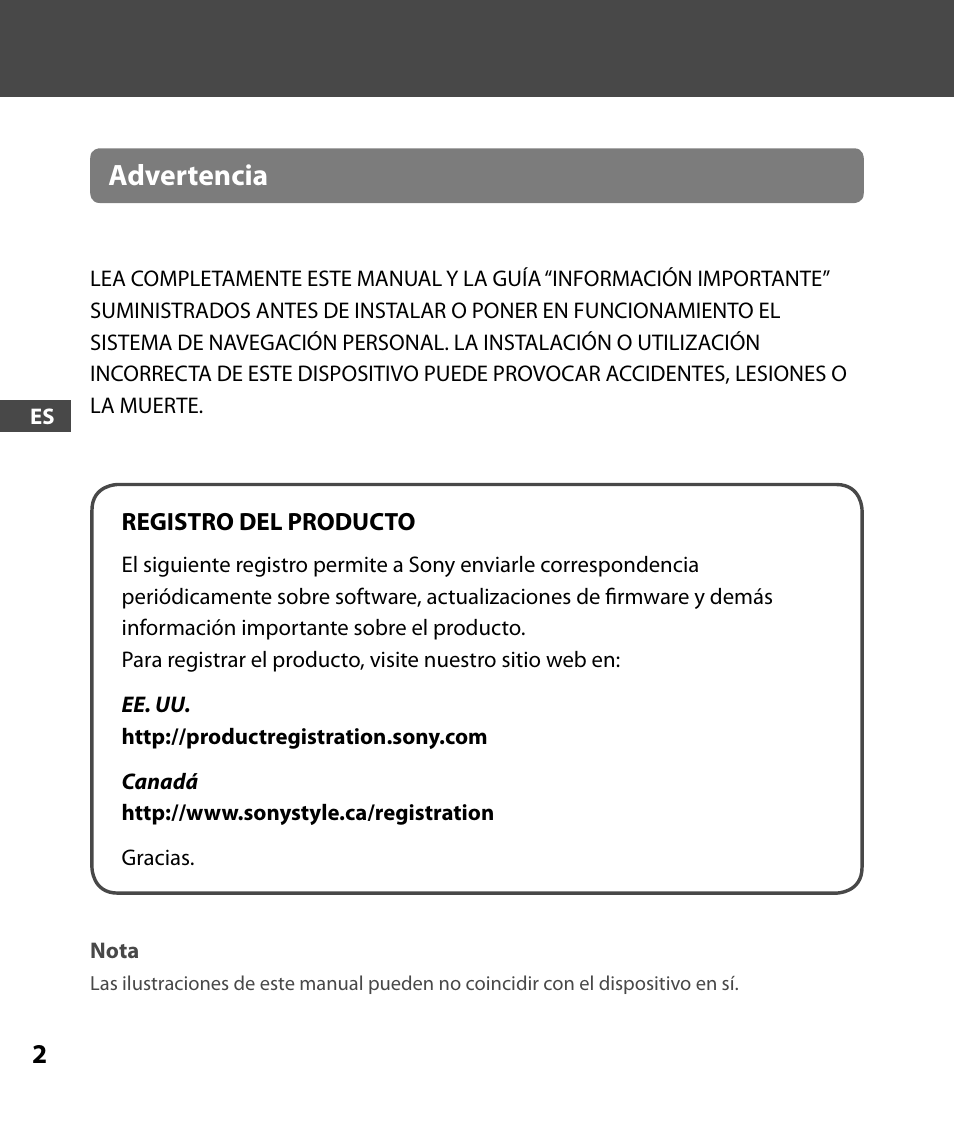 Advertencia | Sony 4-000-805-11 User Manual | Page 58 / 88