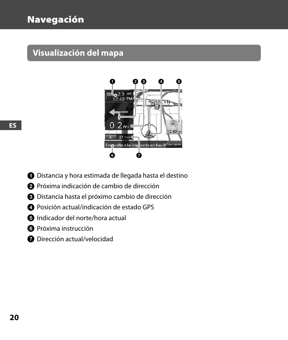 Navegación, Visualización del mapa | Sony 4-000-805-11 User Manual | Page 76 / 88