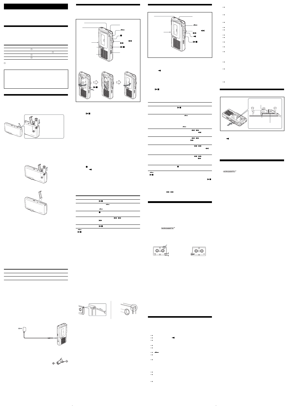 Advertencia, Acerca de este manual, Fuentes de alimentación | Mantenimiento, Especificaciones, Reproducción de cintas, Precauciones, Solución de problemas, Grabación | Sony M - 570V User Manual | Page 2 / 2