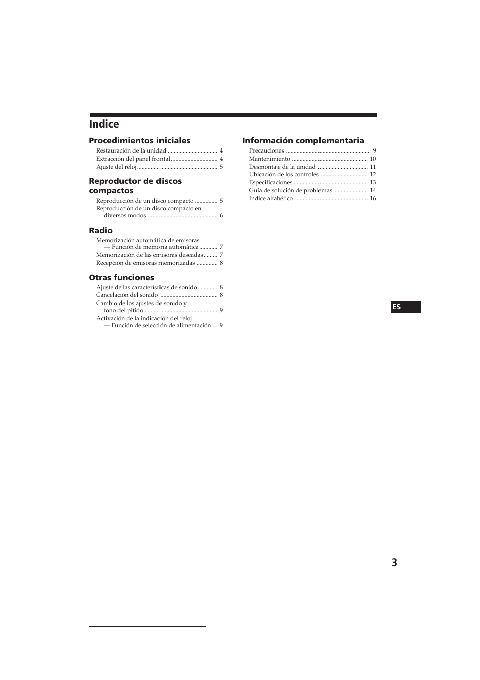 Indice | Sony CDX-3150 User Manual | Page 17 / 59