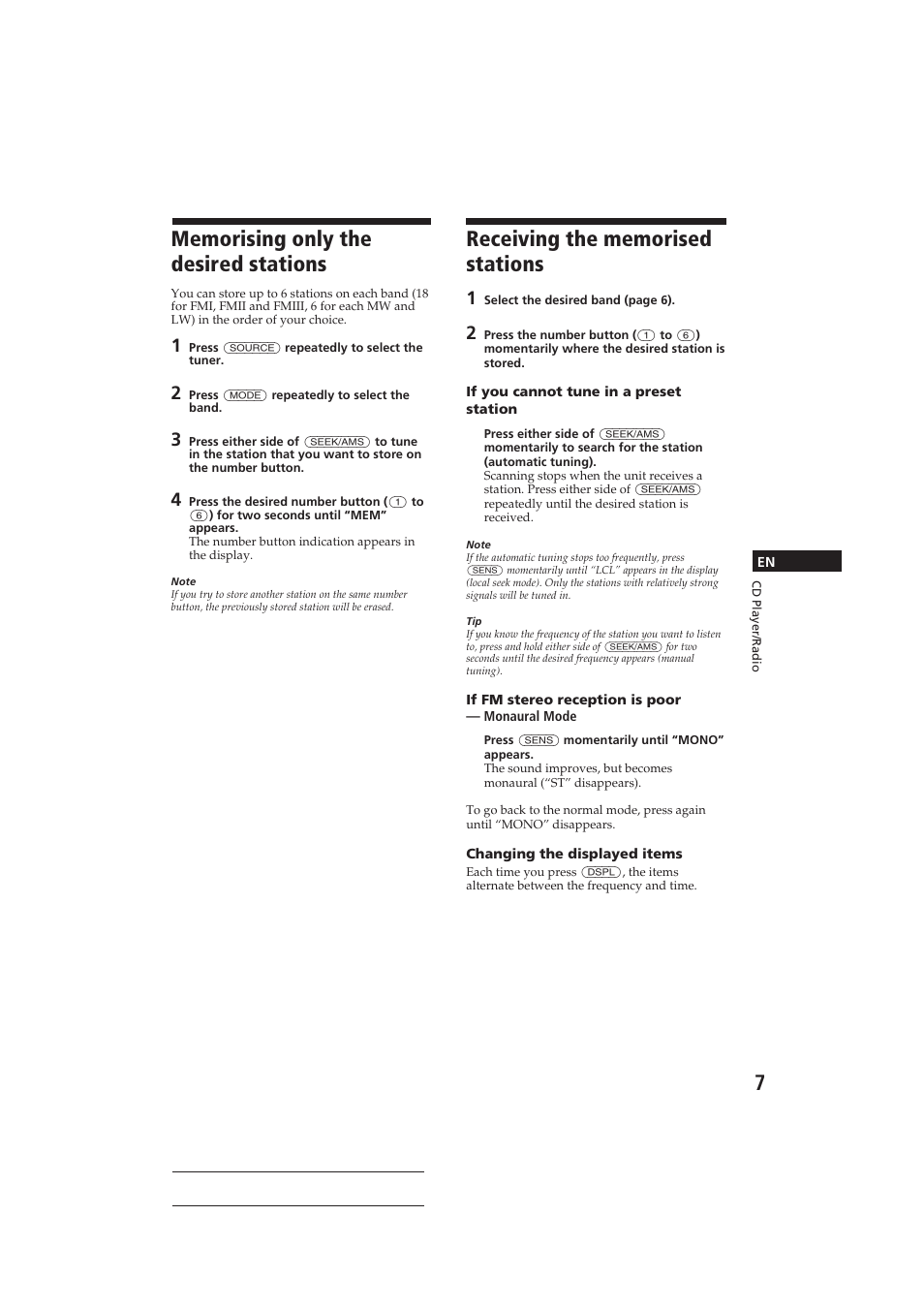Sony CDX-3150 User Manual | Page 7 / 59