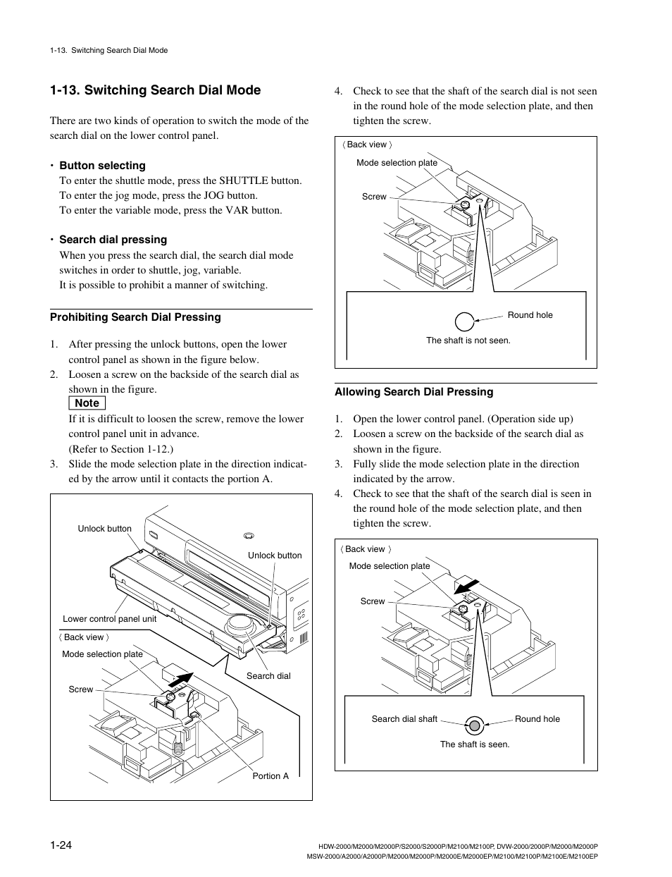 13. switching search dial mode | Sony HDW-2000 User Manual | Page 30 / 48