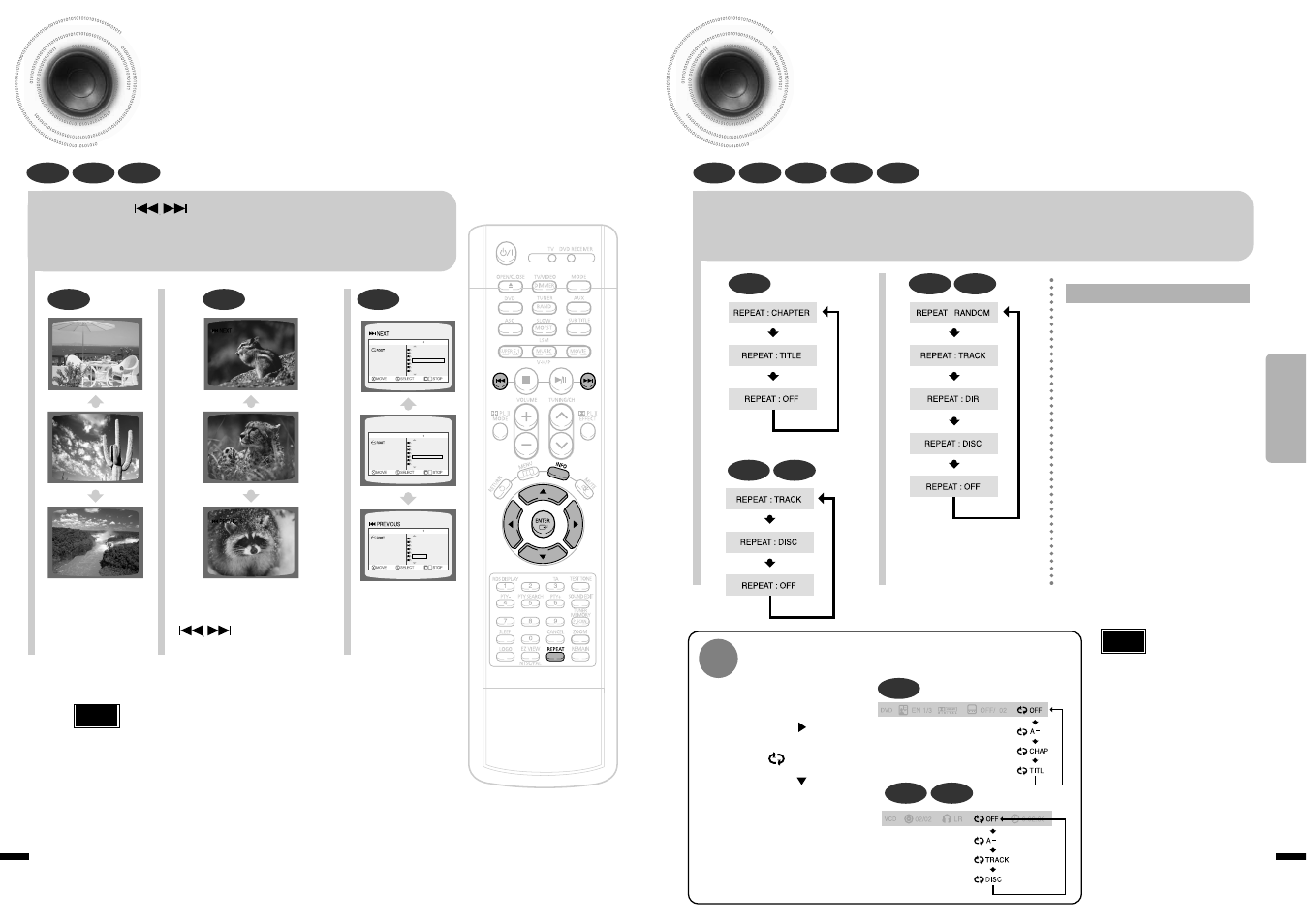 Skipping scenes/ songs, Repeat playback, Skipping scenes/songs | Samsung HT-DS1870 User Manual | Page 16 / 40