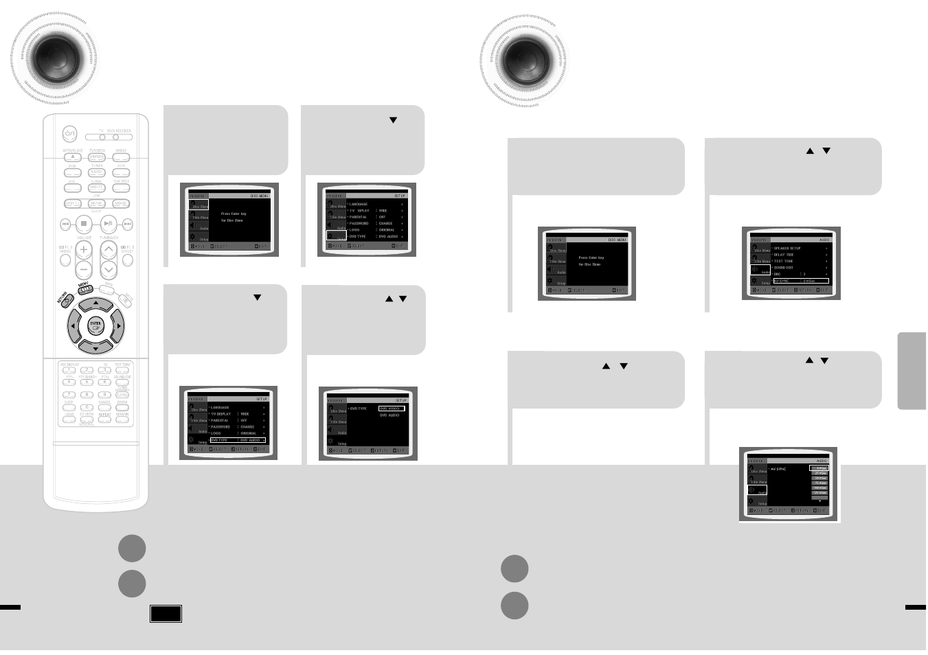 Dvd playback mode, Av sync setup | Samsung HT-DS1870 User Manual | Page 26 / 40