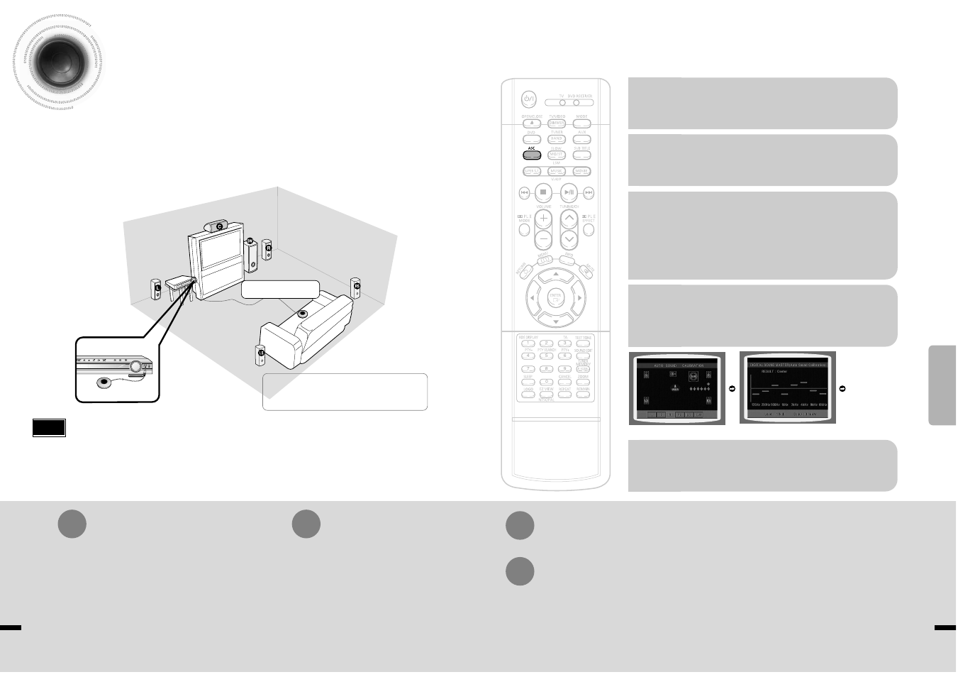 Auto sound calibration setup, 60 59 auto sound calibration setup | Samsung HT-DS1870 User Manual | Page 31 / 40