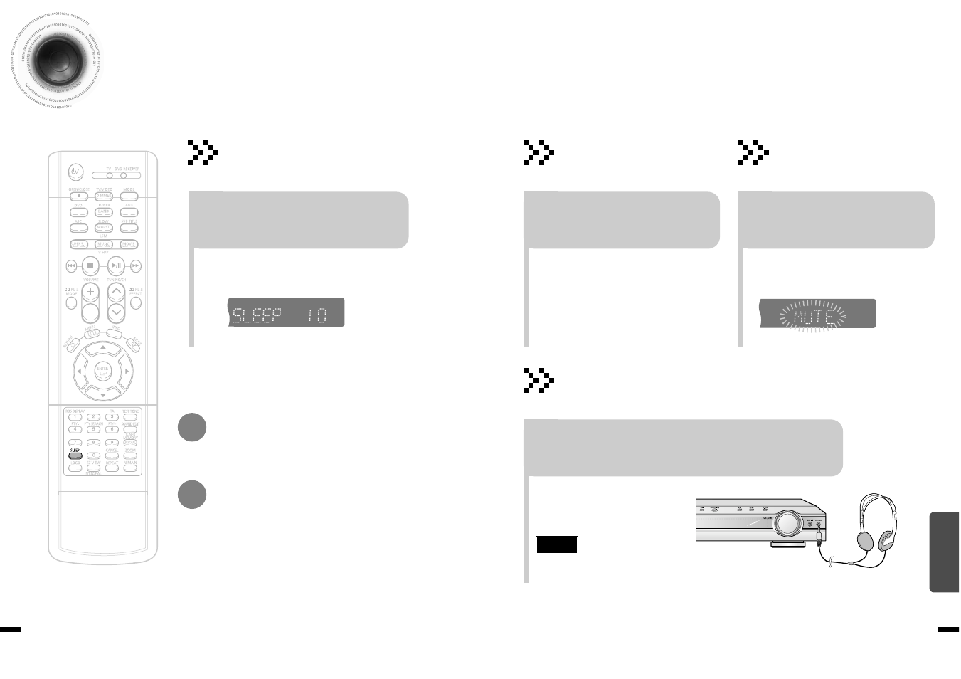 Miscellaneous, Convenient functions, 69 70 convenient functions | Sleep timer function, Adjusting display brightness, Using headphones, Mute function | Samsung HT-DS1870 User Manual | Page 36 / 40