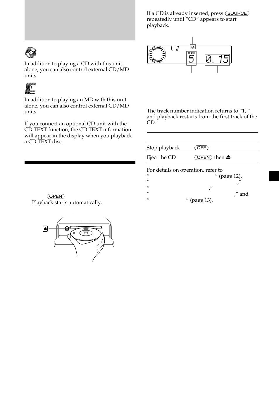 Cd/md, Listening to a cd with cdx-c8050x only | Sony MDX-C8500X User Manual | Page 11 / 116