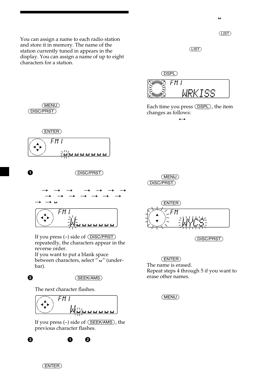 20 storing the station names | Sony MDX-C8500X User Manual | Page 20 / 116