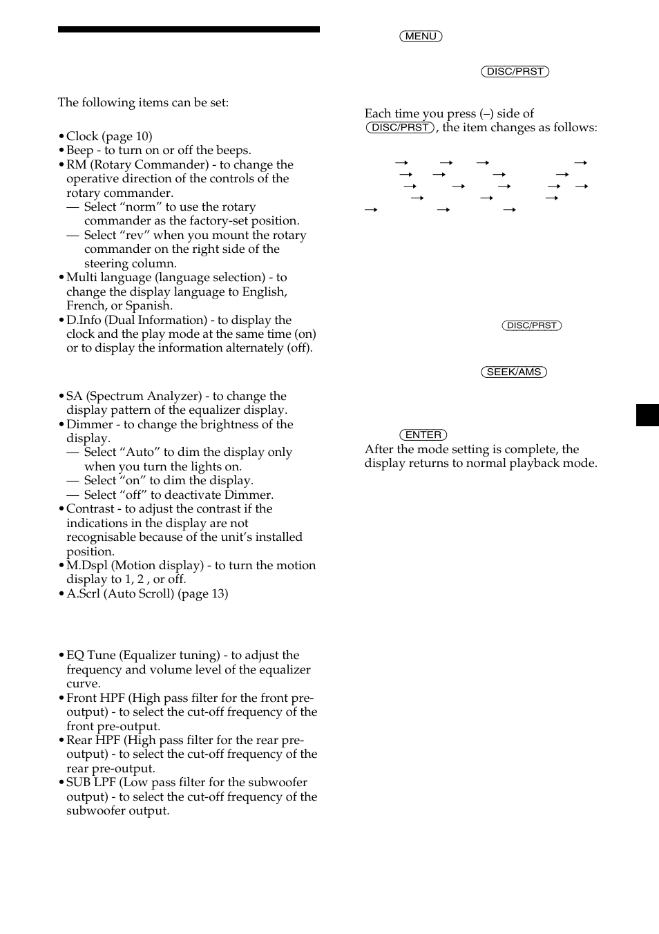 29 changing the sound and display settings | Sony MDX-C8500X User Manual | Page 29 / 116