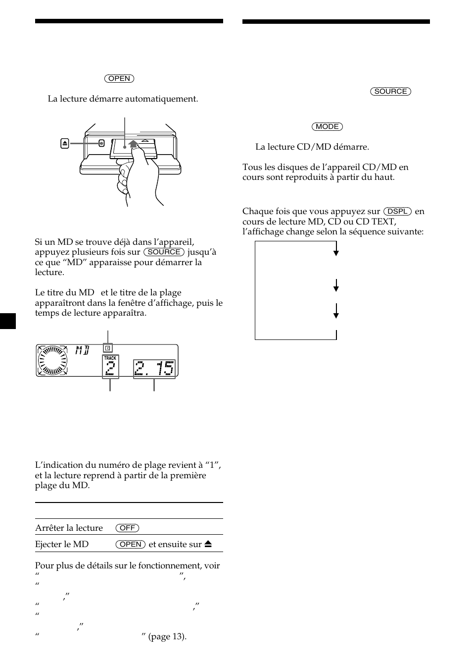 Lecture d’un cd ou d’un md | Sony MDX-C8500X User Manual | Page 50 / 116