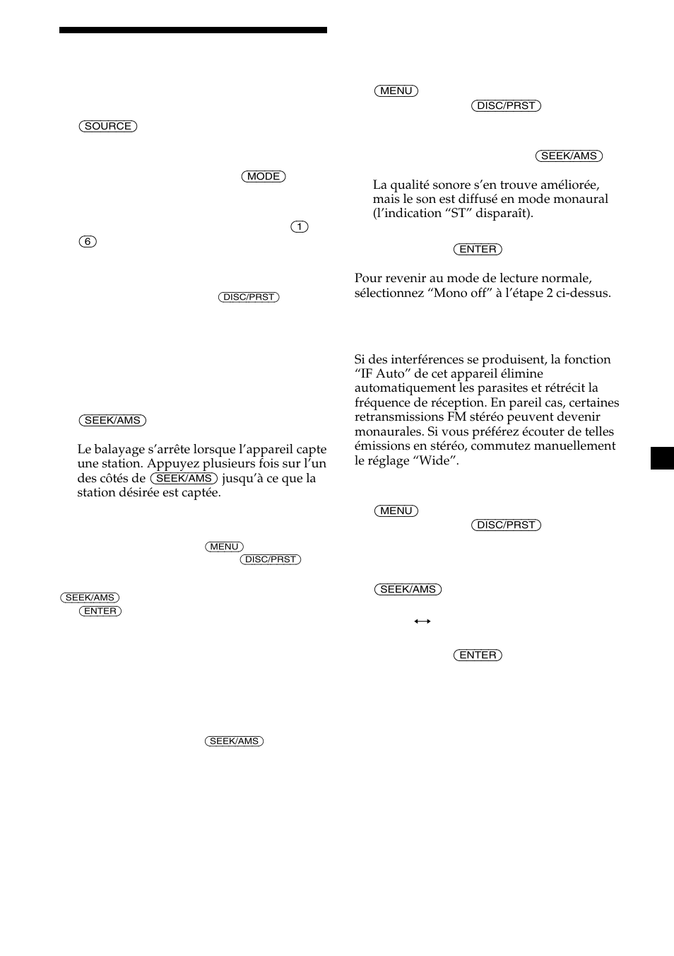 19 réception des stations présélectionnées | Sony MDX-C8500X User Manual | Page 57 / 116