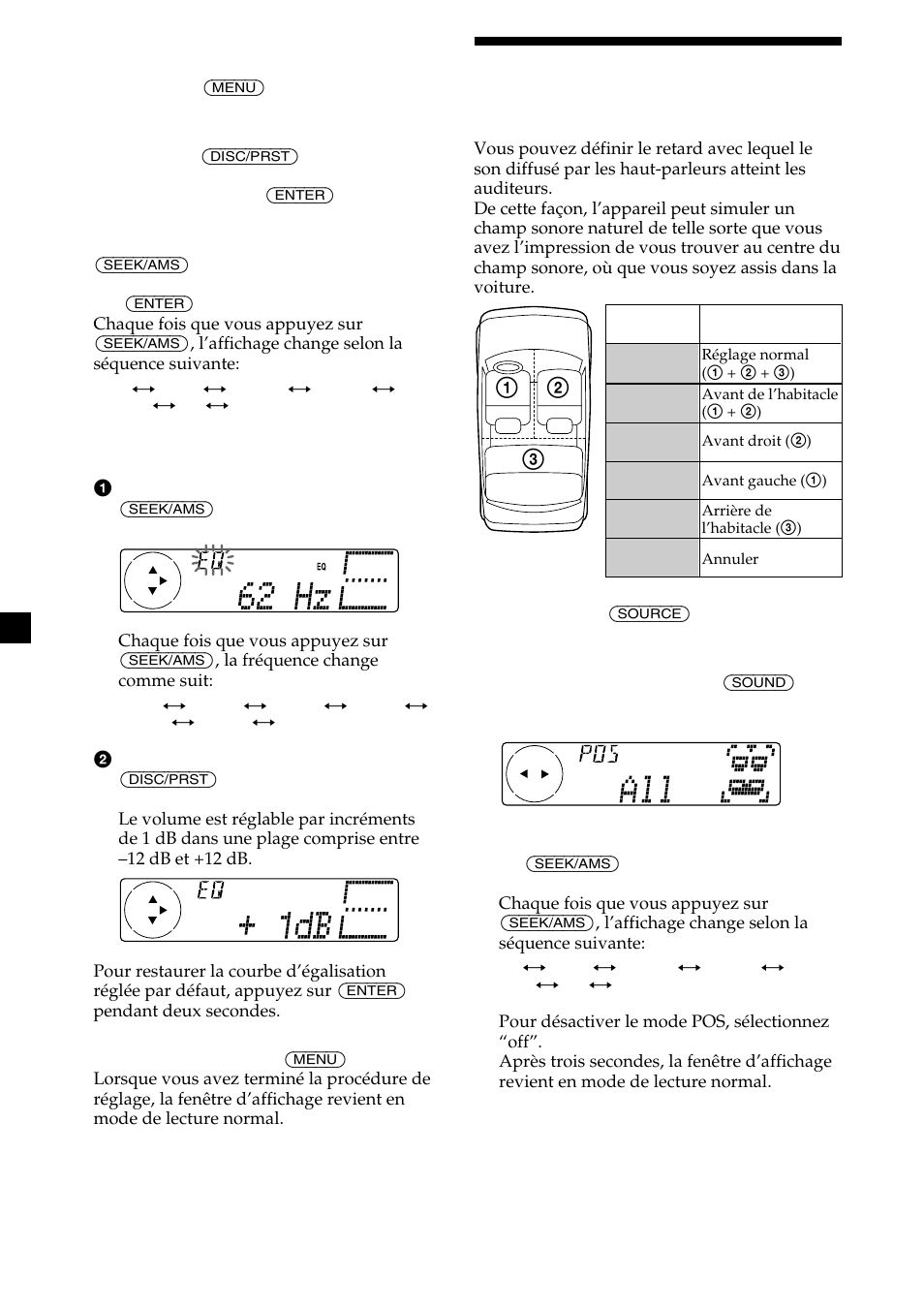 22 sélection de la position d’écoute | Sony MDX-C8500X User Manual | Page 60 / 116