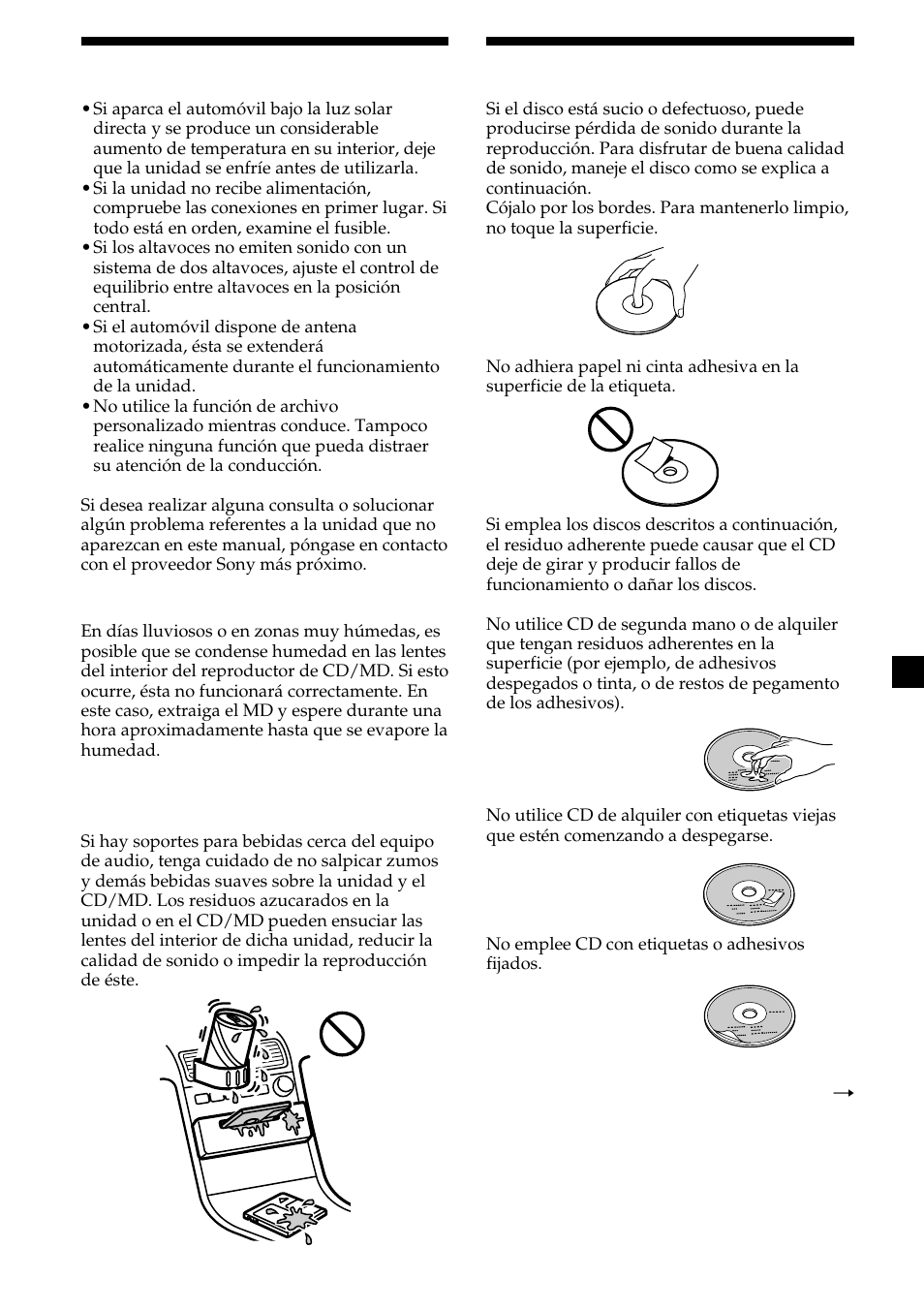 3precauciones, Notas sobre los cd | Sony MDX-C8500X User Manual | Page 79 / 116