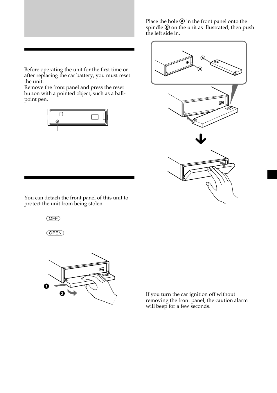 Getting started, Resetting the unit, Detaching the front panel | Sony MDX-C8500X User Manual | Page 9 / 116