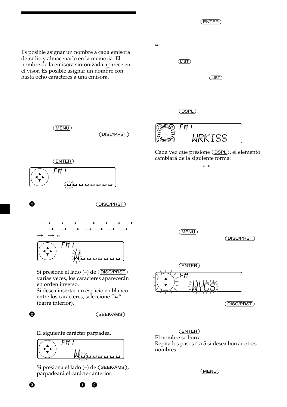 20 almacenamiento de nombres de emisora | Sony MDX-C8500X User Manual | Page 96 / 116