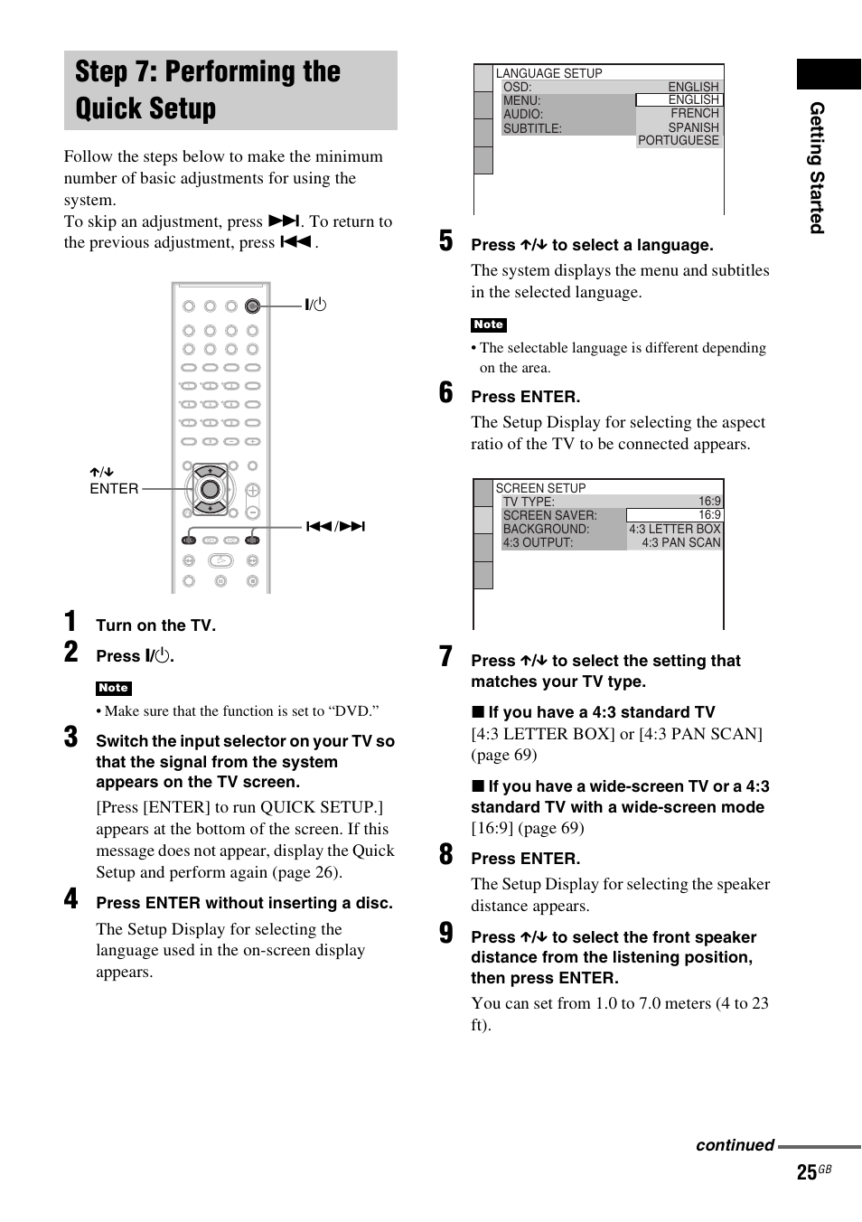 Step 7: performing the quick setup | Sony SRSDZ10 User Manual | Page 25 / 92