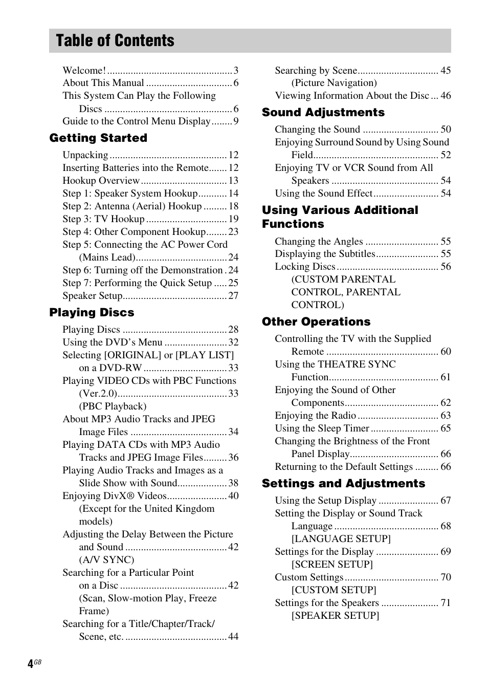 Sony SRSDZ10 User Manual | Page 4 / 92