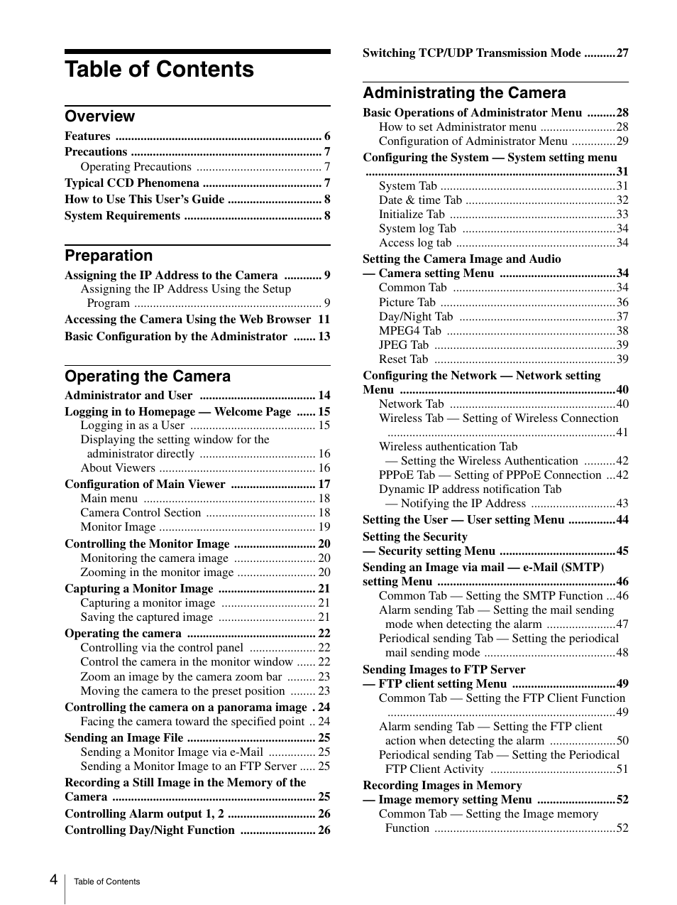 Sony SNC-RZ25P User Manual | Page 4 / 87