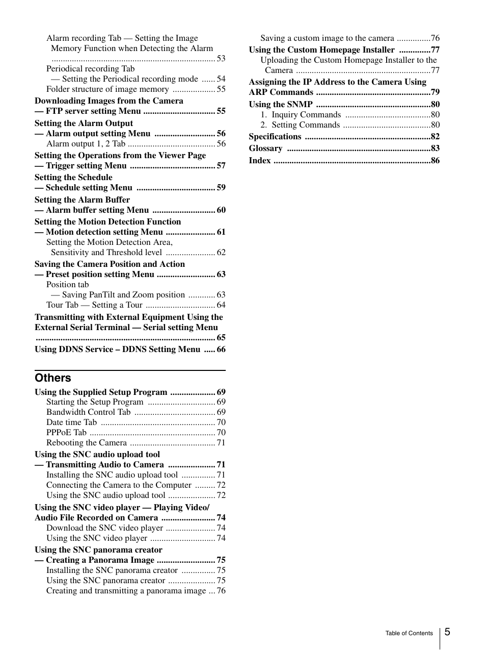 Others | Sony SNC-RZ25P User Manual | Page 5 / 87