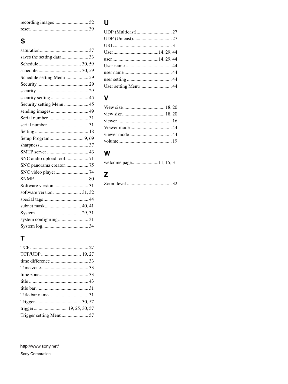 Sony SNC-RZ25P User Manual | Page 87 / 87