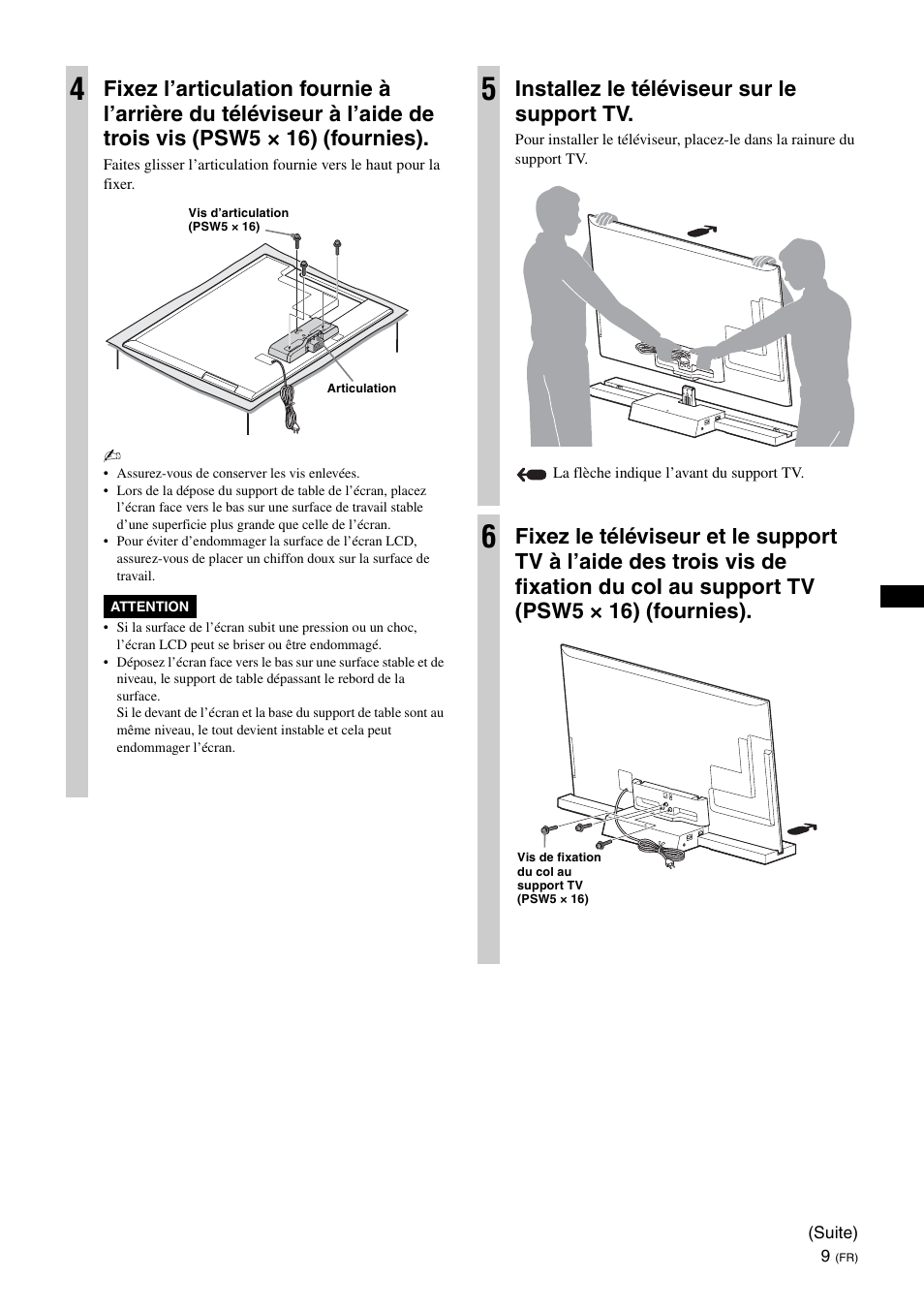Installez le téléviseur sur le support tv | Sony SU-B551S User Manual | Page 23 / 60