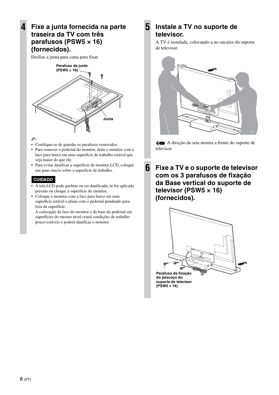 Instale a tv no suporte de televisor | Sony SU-B551S User Manual | Page 52 / 60
