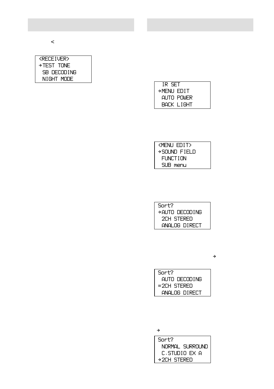 Other operations, Using the receiver menu | Sony RM-LP211 User Manual | Page 18 / 24