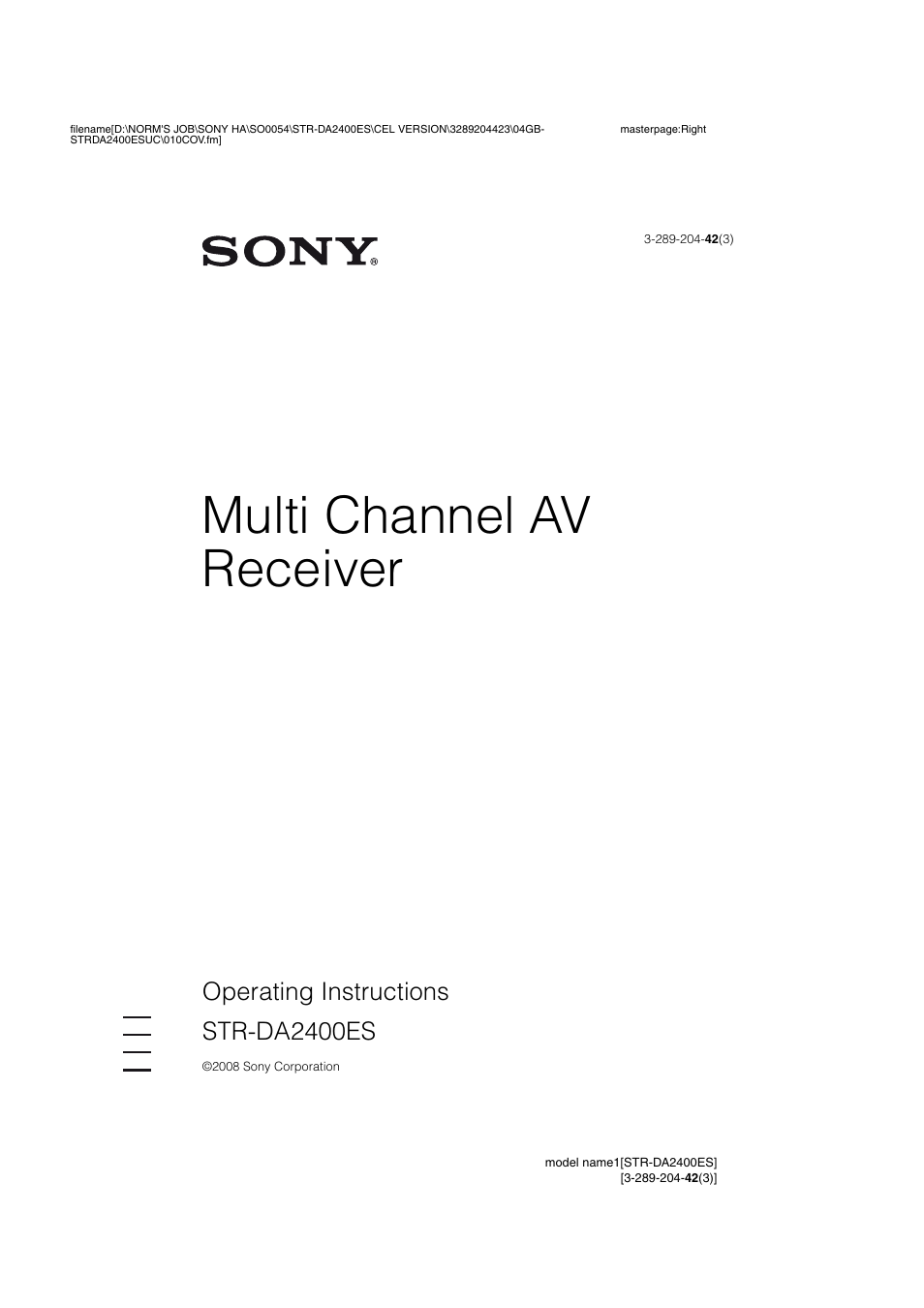 Sony 3-289-204-42(3) User Manual | 128 pages