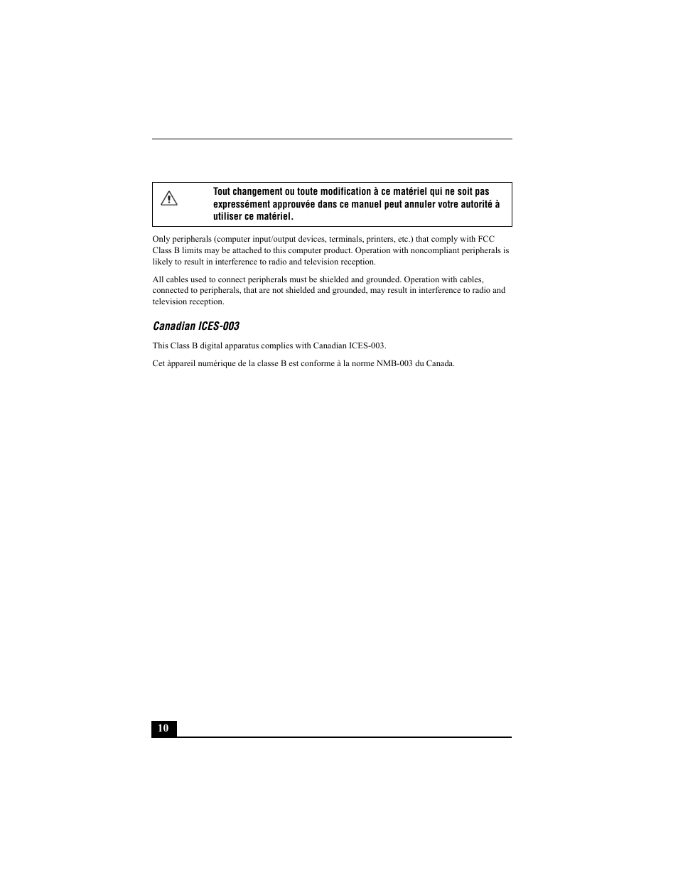 Canadian ices-003 | Sony PCNA-MR10 User Manual | Page 10 / 132