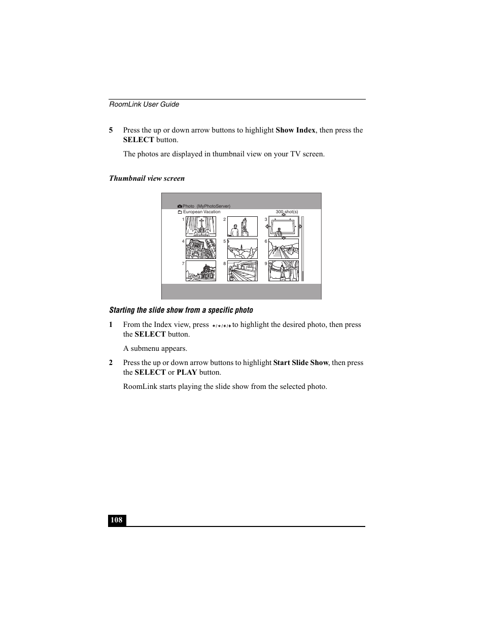 Starting the slide show from a specific photo | Sony PCNA-MR10 User Manual | Page 108 / 132