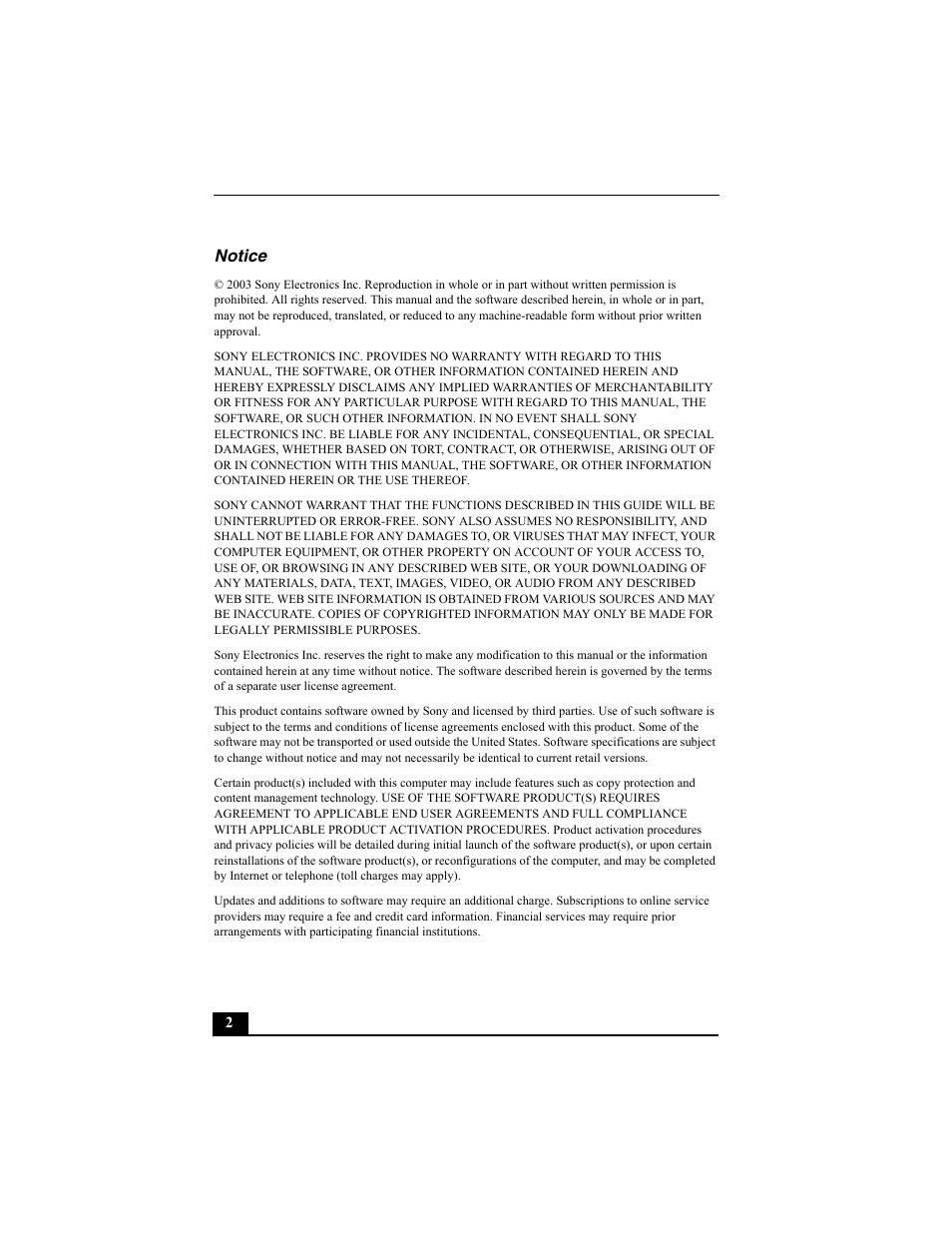 Notice | Sony PCNA-MR10 User Manual | Page 2 / 132