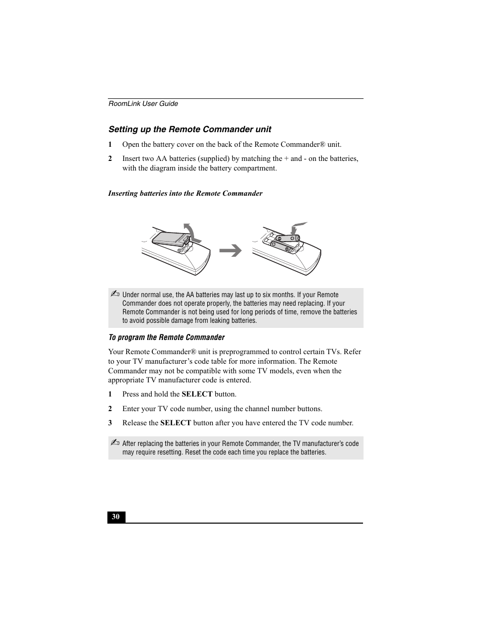 Setting up the remote commander unit, To program the remote commander | Sony PCNA-MR10 User Manual | Page 30 / 132
