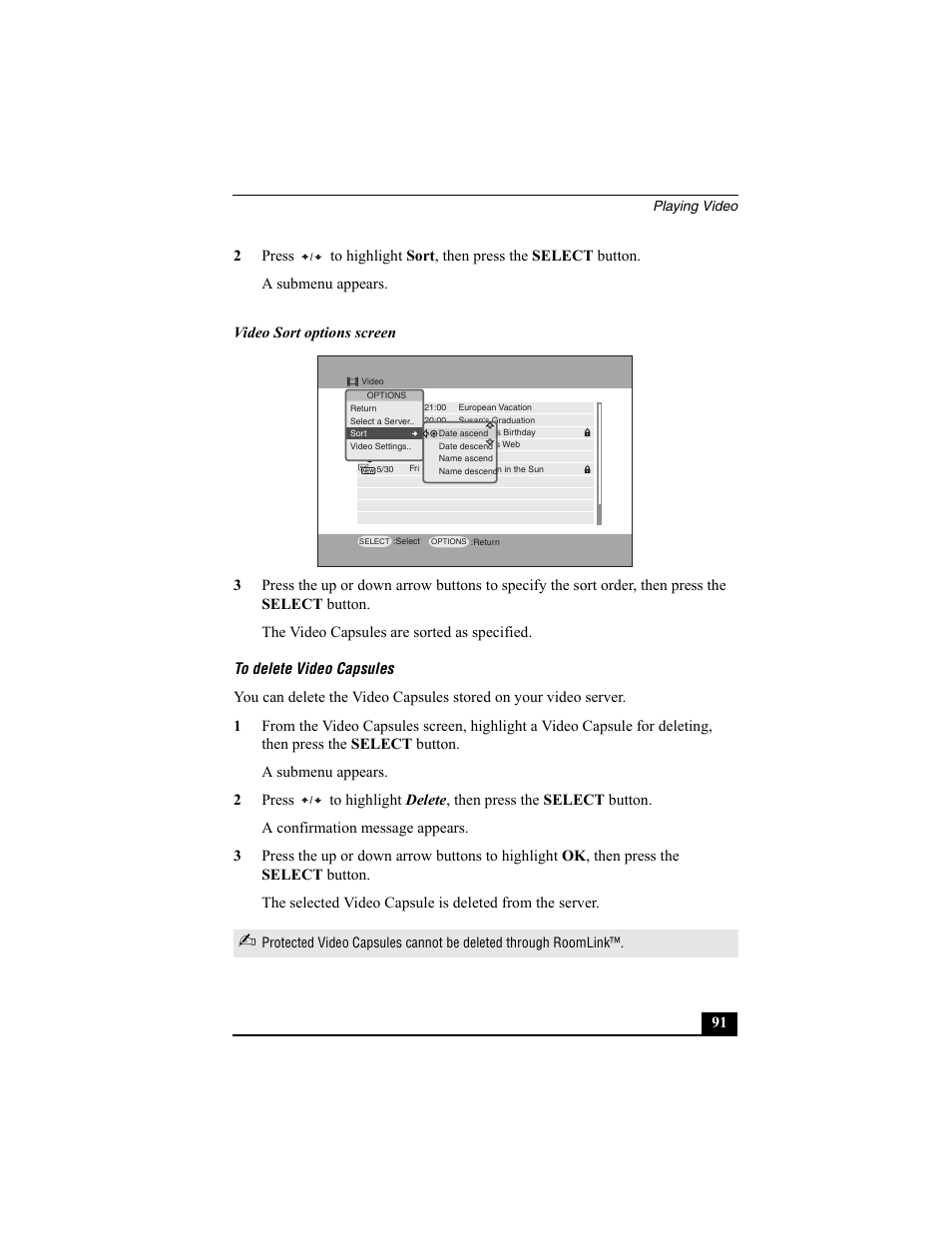 To delete video capsules | Sony PCNA-MR10 User Manual | Page 91 / 132