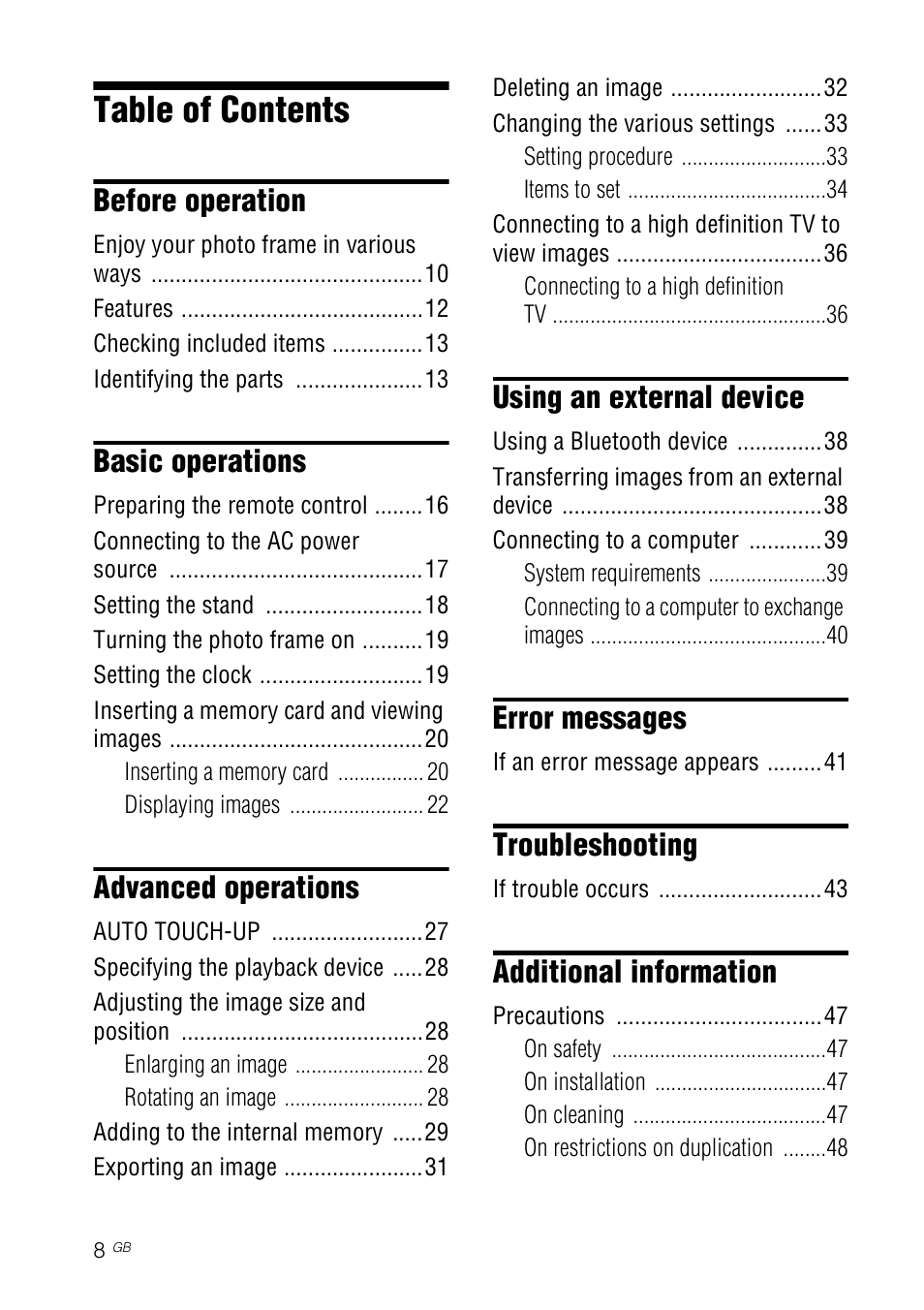 Sony DPF-V900/V700 User Manual | Page 8 / 56