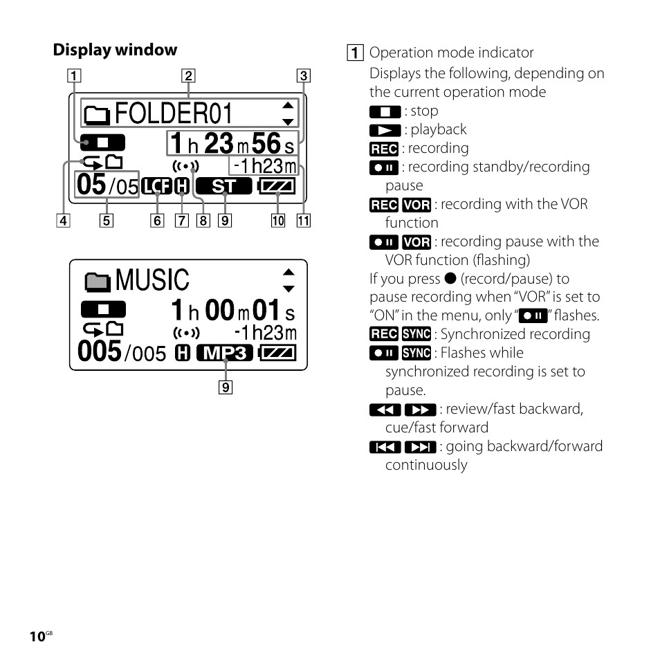 Display window | Sony CD-UX71 User Manual | Page 10 / 116