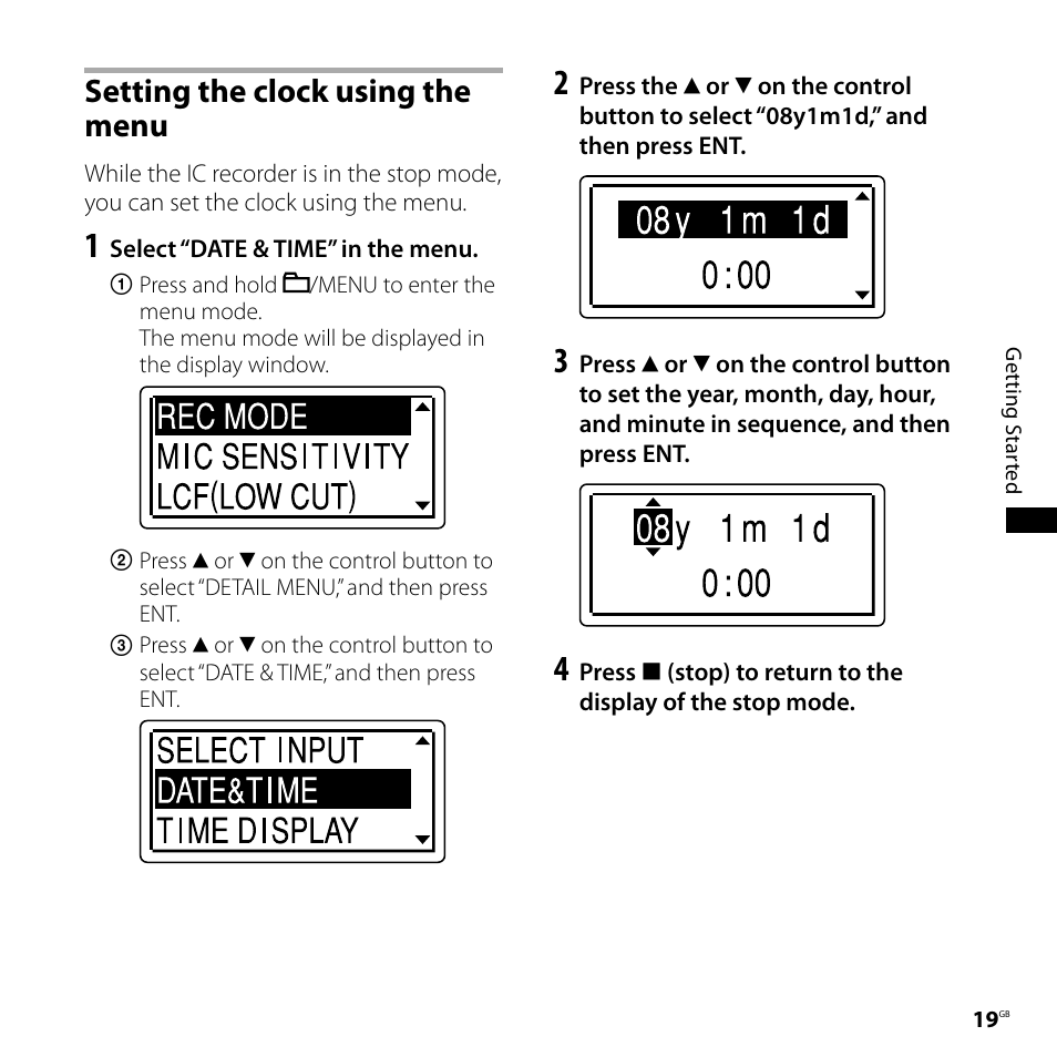 Setting the clock using the menu | Sony CD-UX71 User Manual | Page 19 / 116