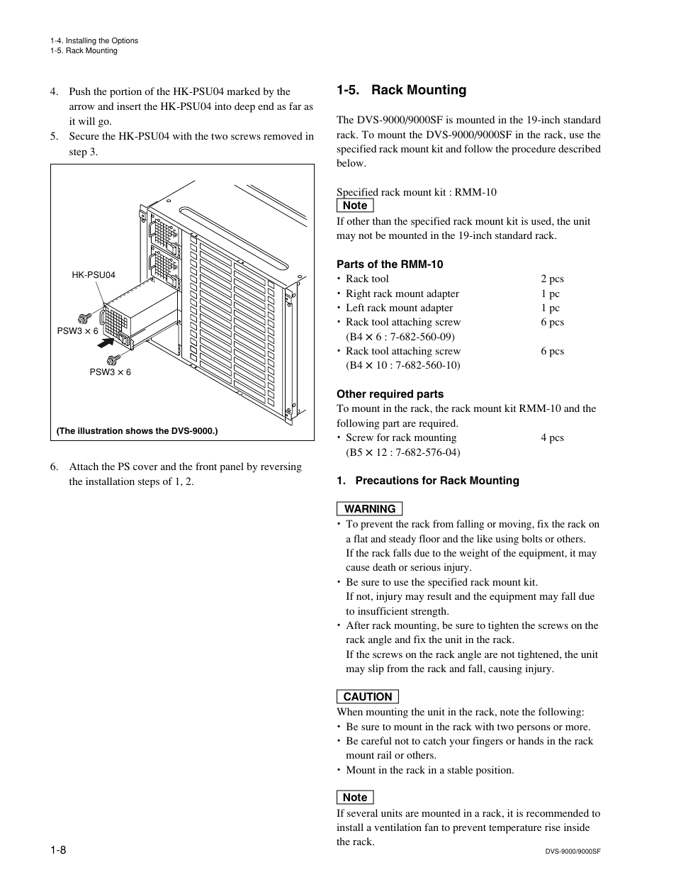 5. rack mounting | Sony DVS-9000-C User Manual | Page 16 / 42