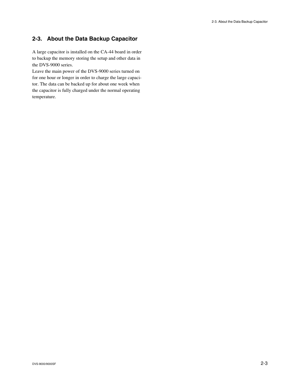 3. about the data backup capacitor | Sony DVS-9000-C User Manual | Page 39 / 42