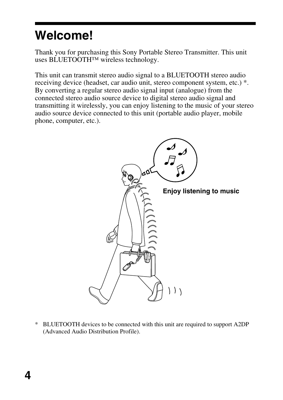 Welcome | Sony TMR-BT10 User Manual | Page 4 / 24