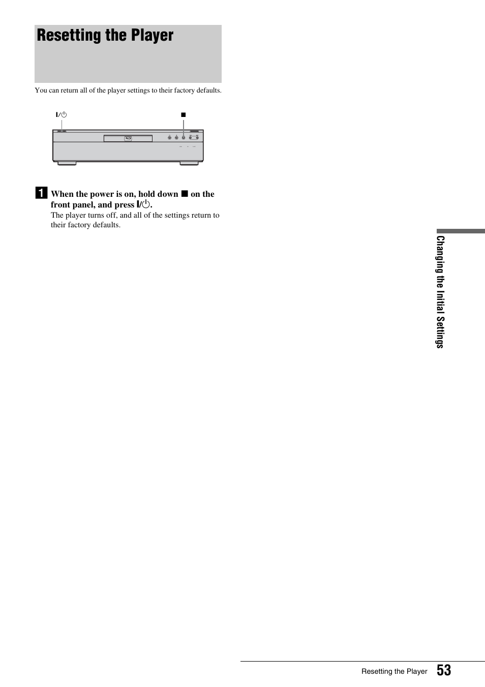 Resetting the player | Sony BDP - S1 User Manual | Page 53 / 71