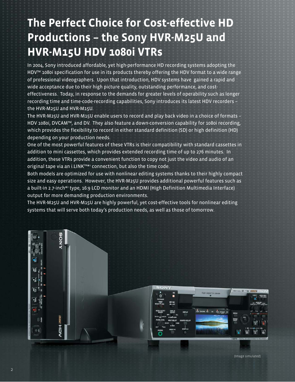 Sony HVR-M25U User Manual | Page 2 / 8