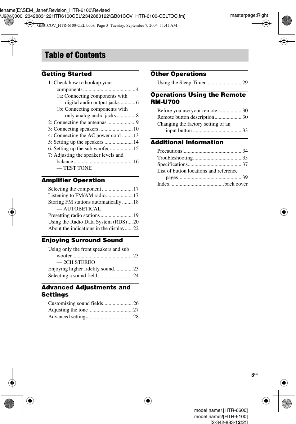 Sony HTR-6100 User Manual | Page 3 / 40