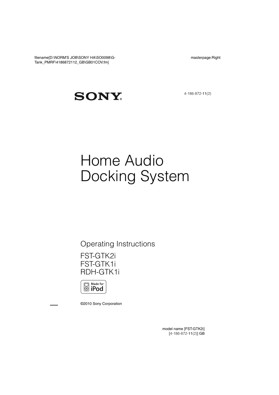 Sony FST-GTK1I User Manual | 28 pages